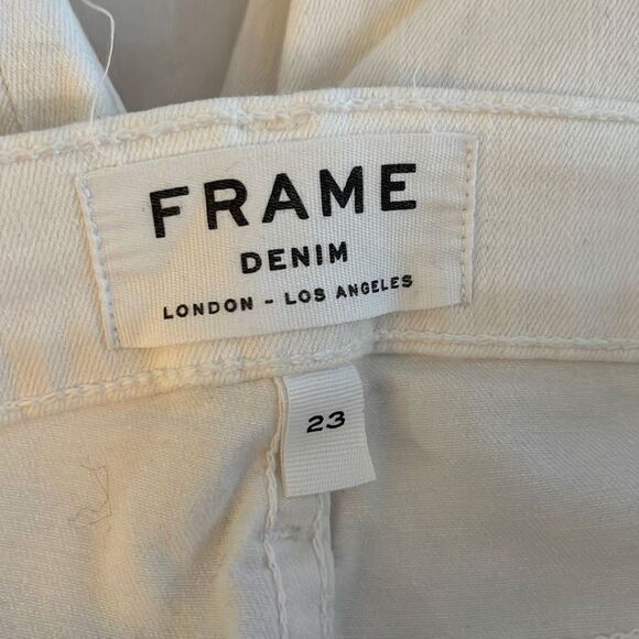 Frame‎ white denim jeans size 23 (size 0) skinny crop (2055) - Picture 3 of 10